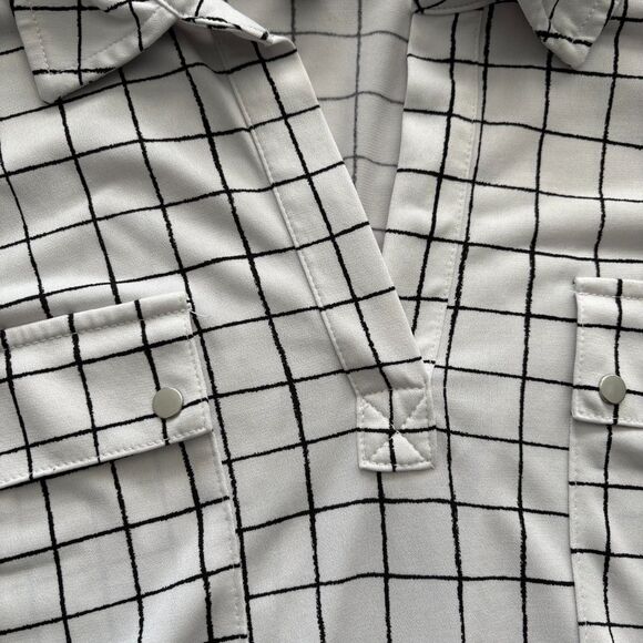 Jones New York Blouse Long Sleeve w/Button Up Strap Size Large Black/Whi… - Picture 10 of 11